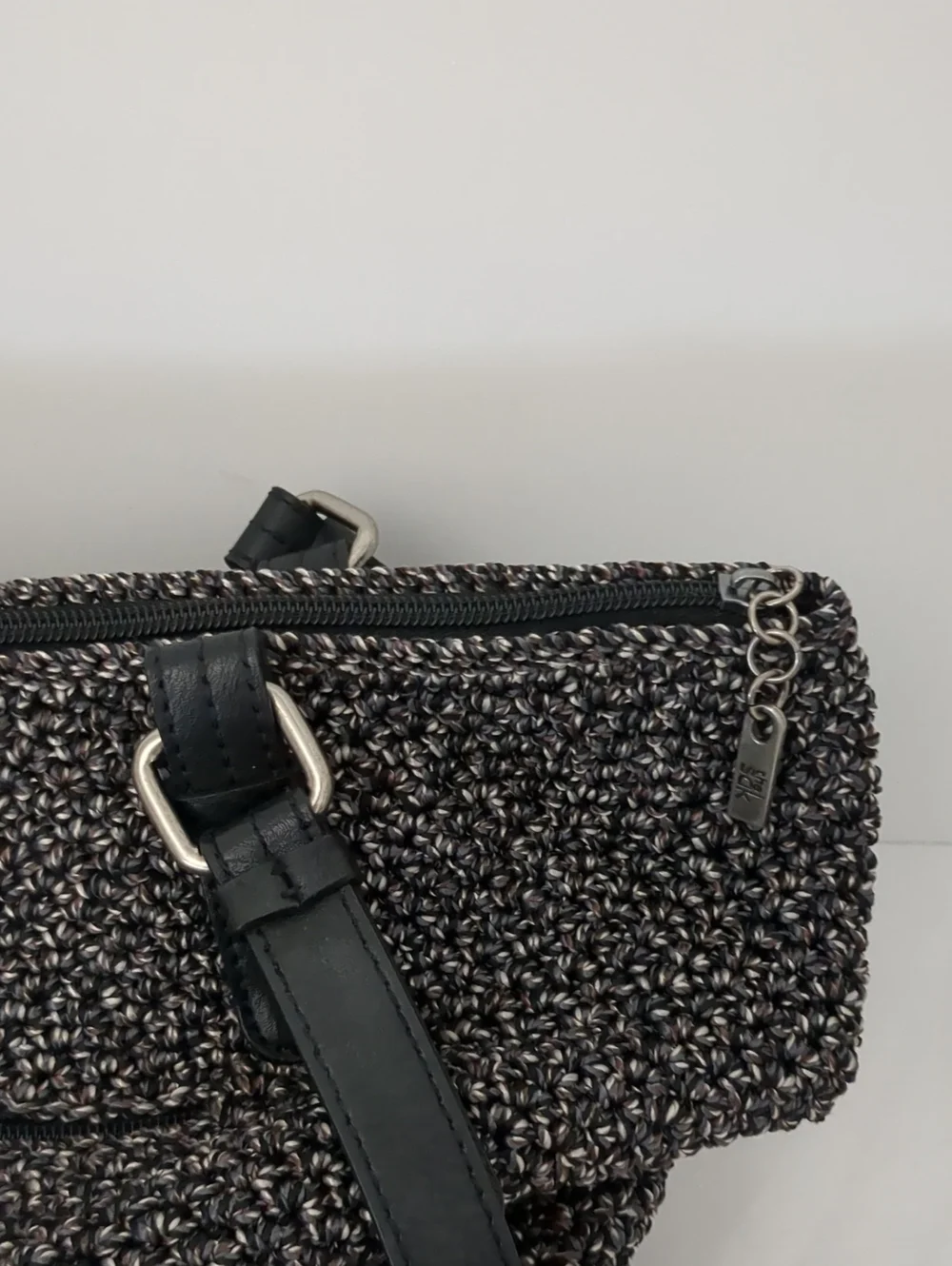 The Sak Black & Brown Woven Double  Strap Shoulder Bag